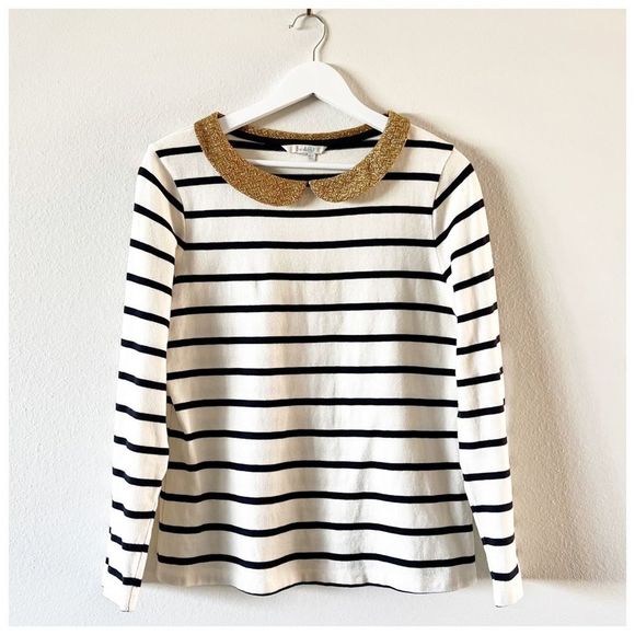 Boden Striped and Gold Sparkle Collar Sz 12 - Picture 2 of 12